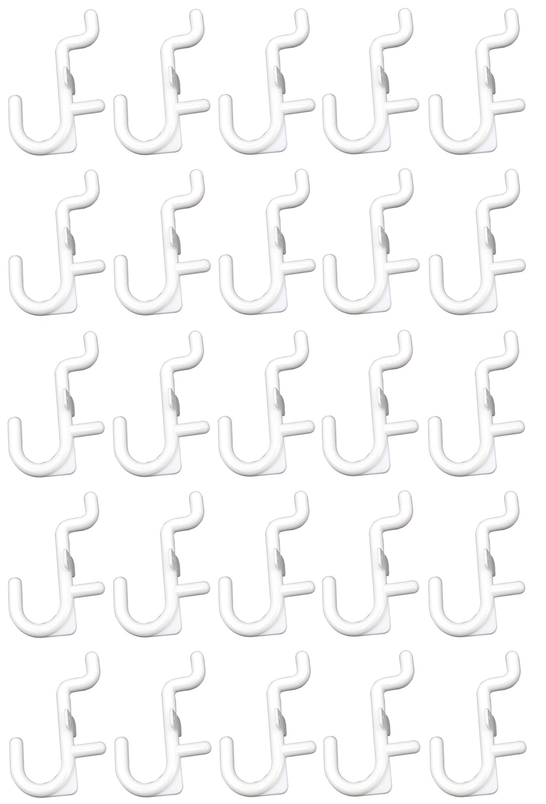 JSP Manufacturing Peg Board Non-Locking Plastic J Hook Style Hooks | White