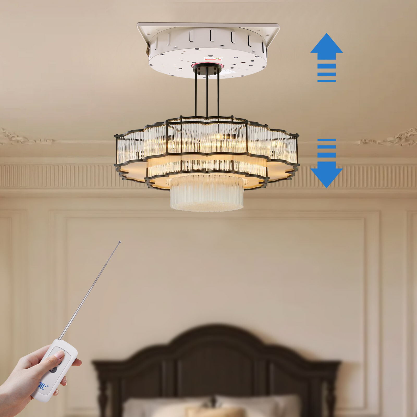 Electric Motor Lamps Lifter W/Remote 220lbs Chandelier Hoist Lifter System