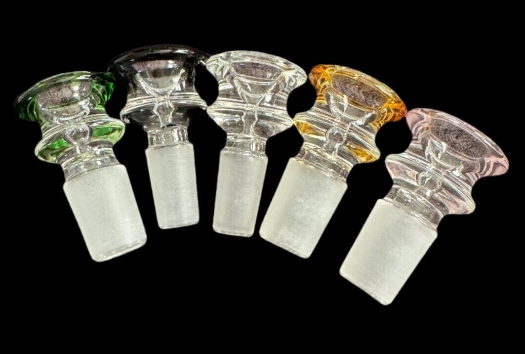14mm X 18mm Heavy Hipped Male Glass Bowl Piece Tobacco Choose Your Color (2 Pcs)