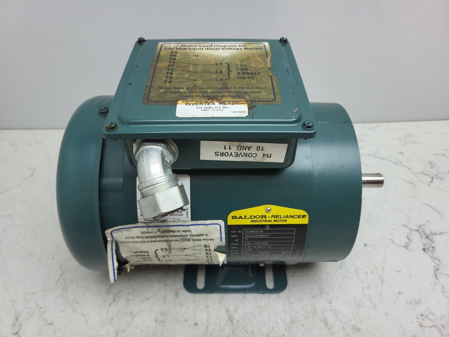 Baldor Reliance Motor UH Series 60 Hz Tefc 3 Ph .5 Hp 37KW 230/460V CUHM3538