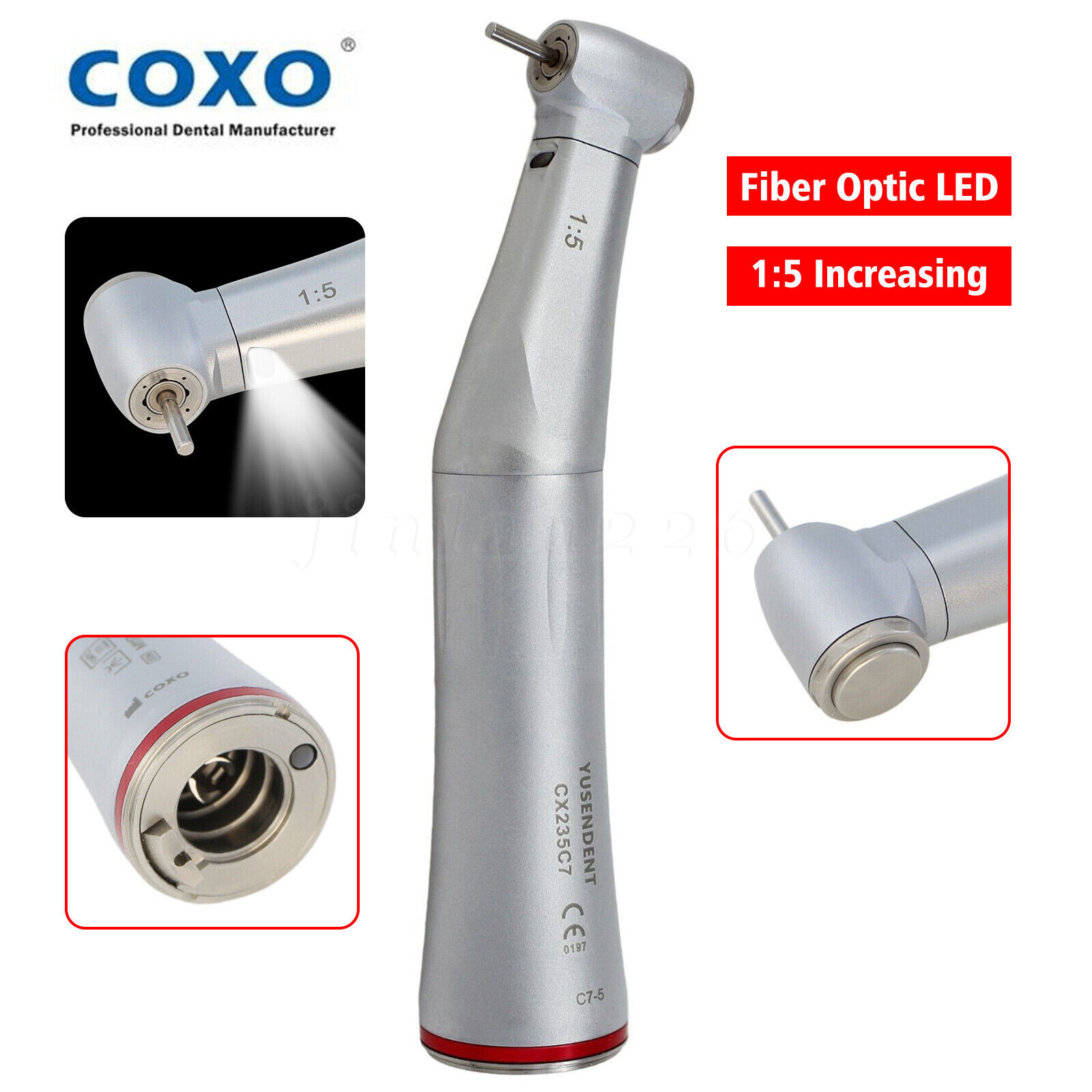 COXO Electric 1:5 Contra Angle LED Handpiece Fit NSK NLZ C-PUMA Master