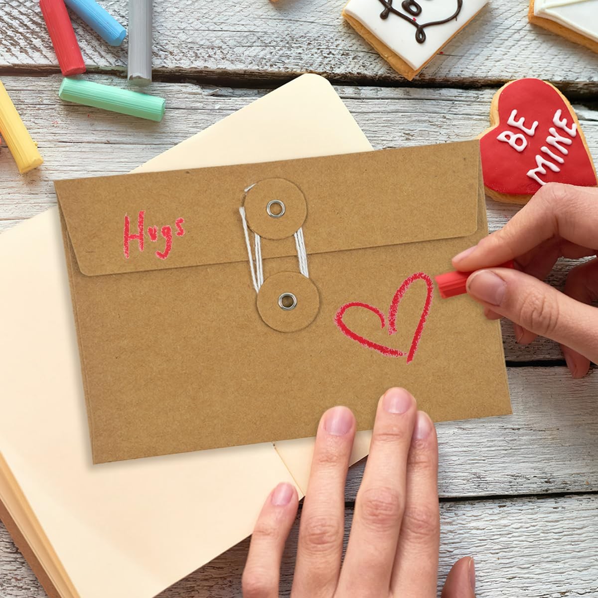 40 Pcs Kraft Paper Envelopes with String Tie Closure Project Pockets Document…