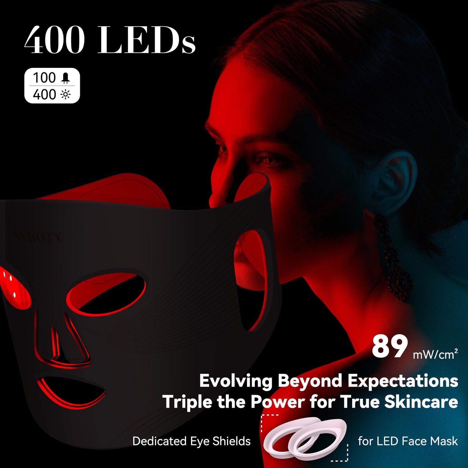 NVBOTY Red Light Therapy Mask, 4 Modes Portable 1 Fl Oz (Pack of 1), PINK