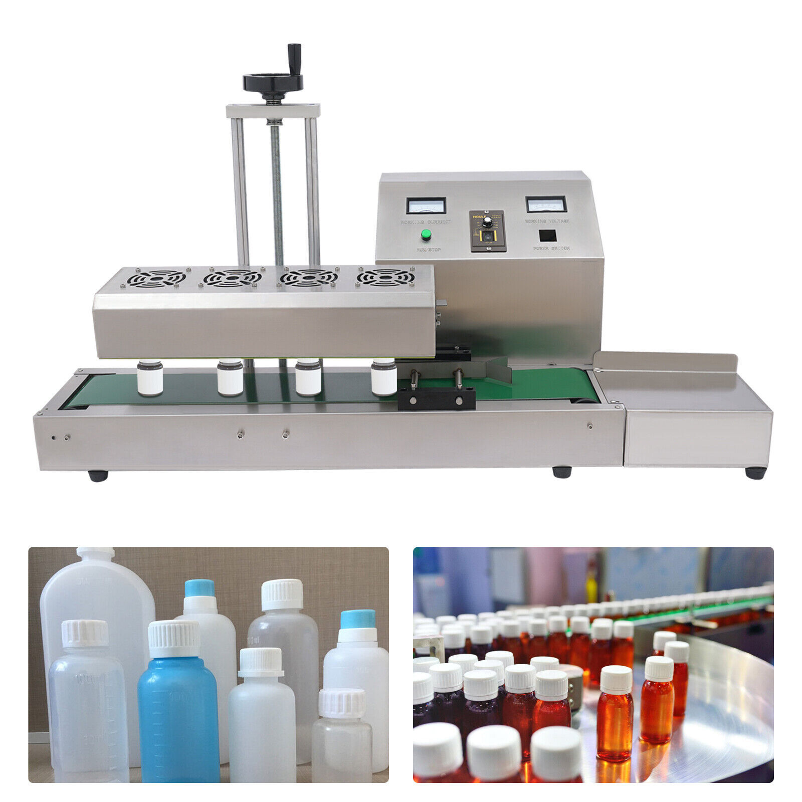 1800W Continuous Induction Sealing Machine Bottle Cap Automatic Sealer 20-100mm