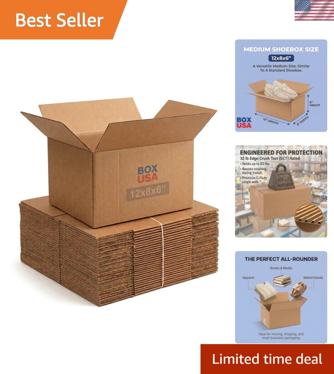 Small Shipping Boxes 12″L x 8″W x 6″H 25-Pack – Corrugated Cardboard Box for …