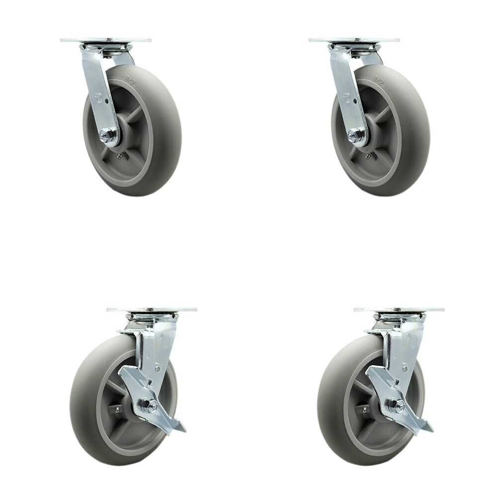 Lavex Lodging Housekeeping Cart Caster Set – 2 Swivel with Brake 2 Swivel – SCC