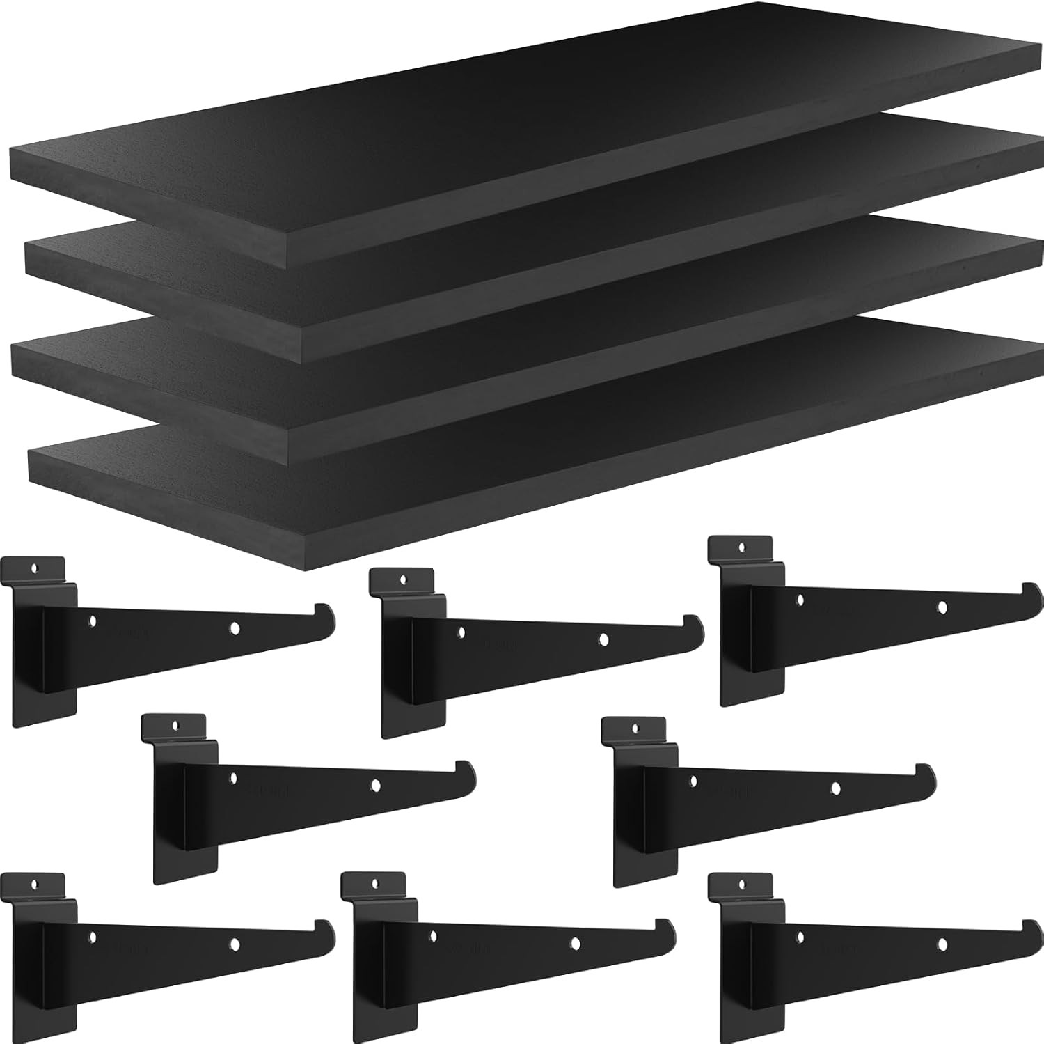 4 Pack Wooden Slatwall Shelf, 15.7 X 5.9 Inch Slatwall Shelves with Metal Bracke
