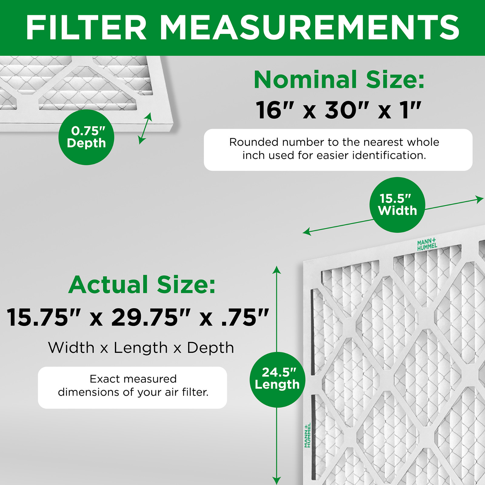 16x30x1 MERV 8 Pleated AC Furnace Air Filters. 6 Pack. Made in USA