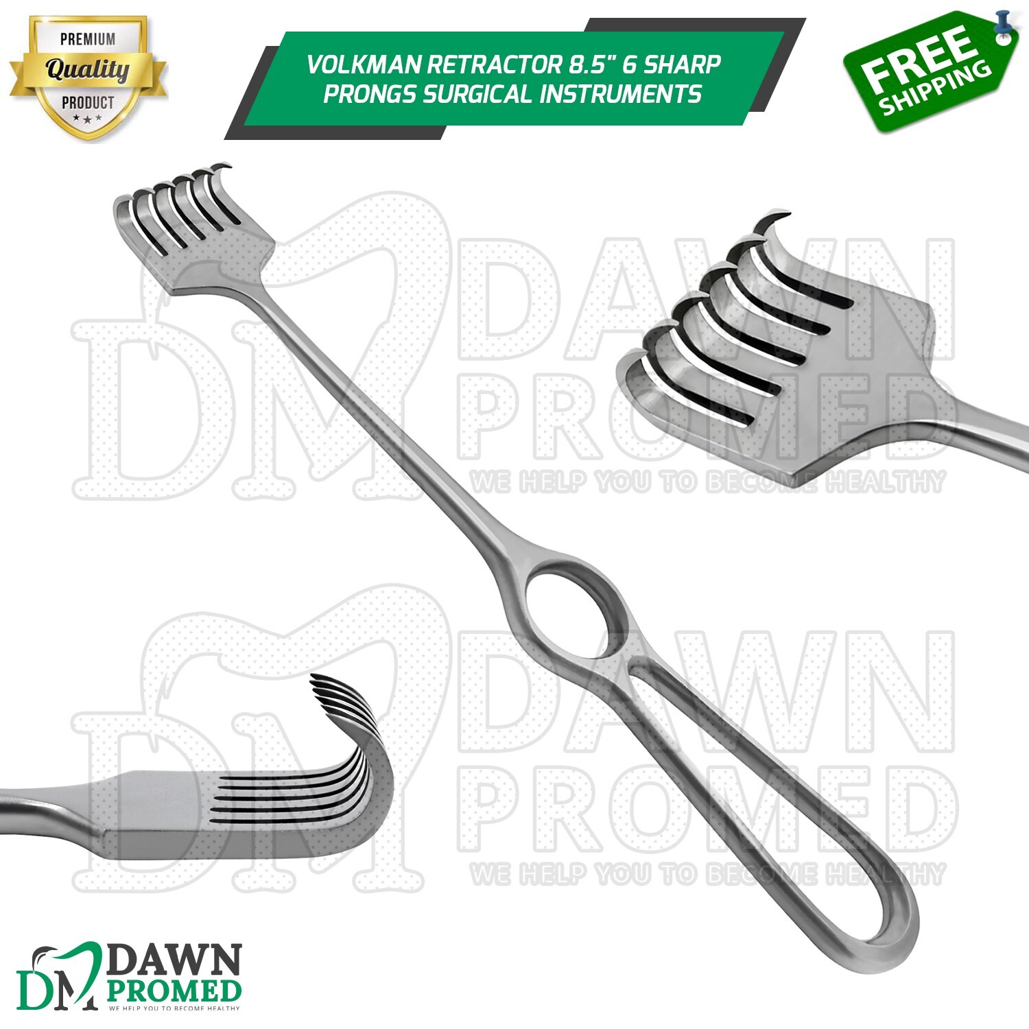 Volkman Retractor 8.5″ 6 Sharp Prongs Medical Surgical Instruments German Grade