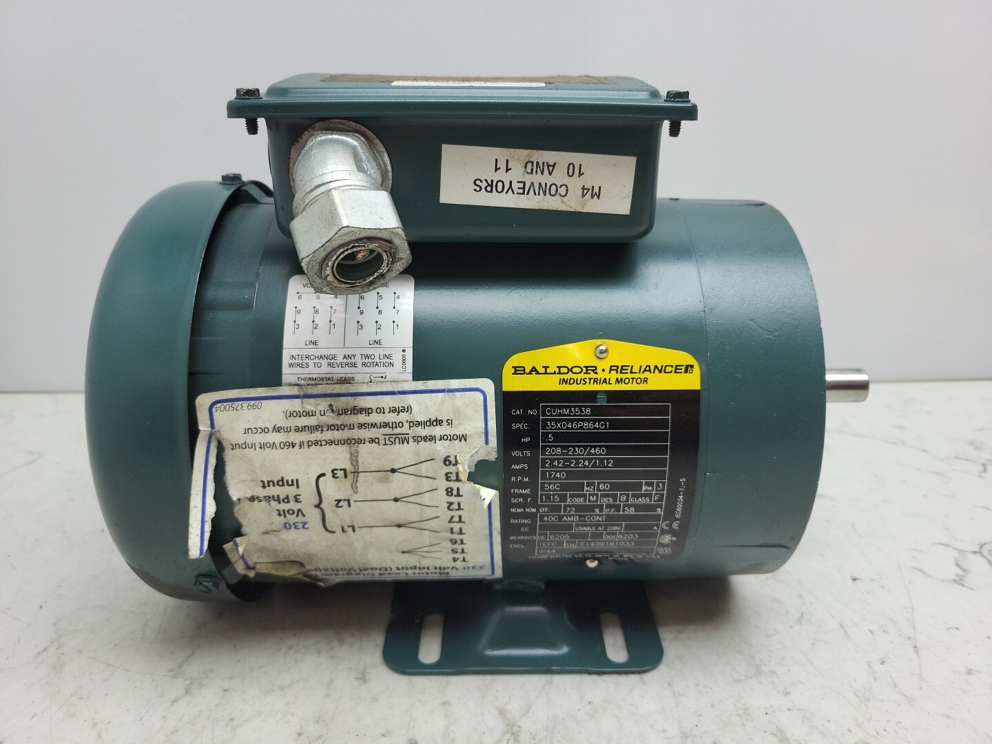 Baldor Reliance Motor UH Series 60 Hz Tefc 3 Ph .5 Hp 37KW 230/460V CUHM3538