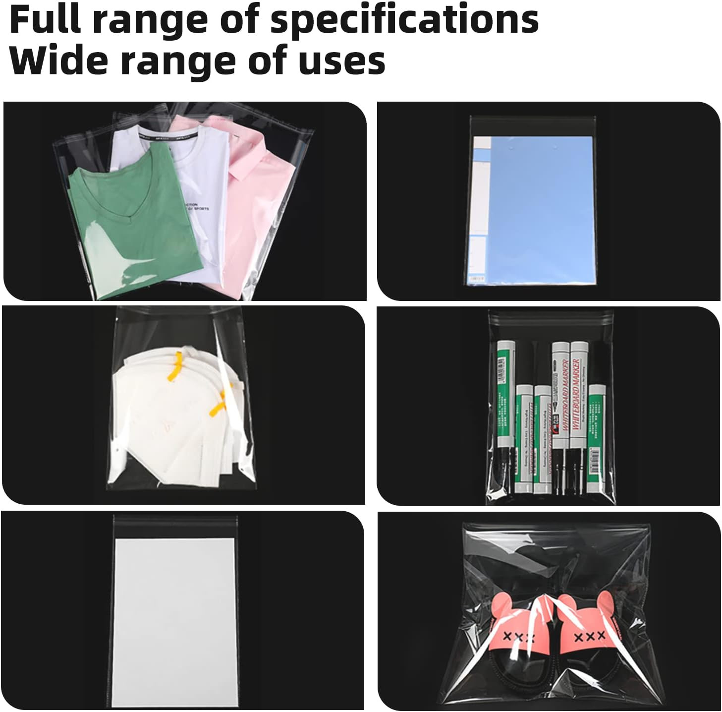 Self Sealing Cellophane Bags, Clear Resealable Bags for Packaging Shirt, 10X14 I