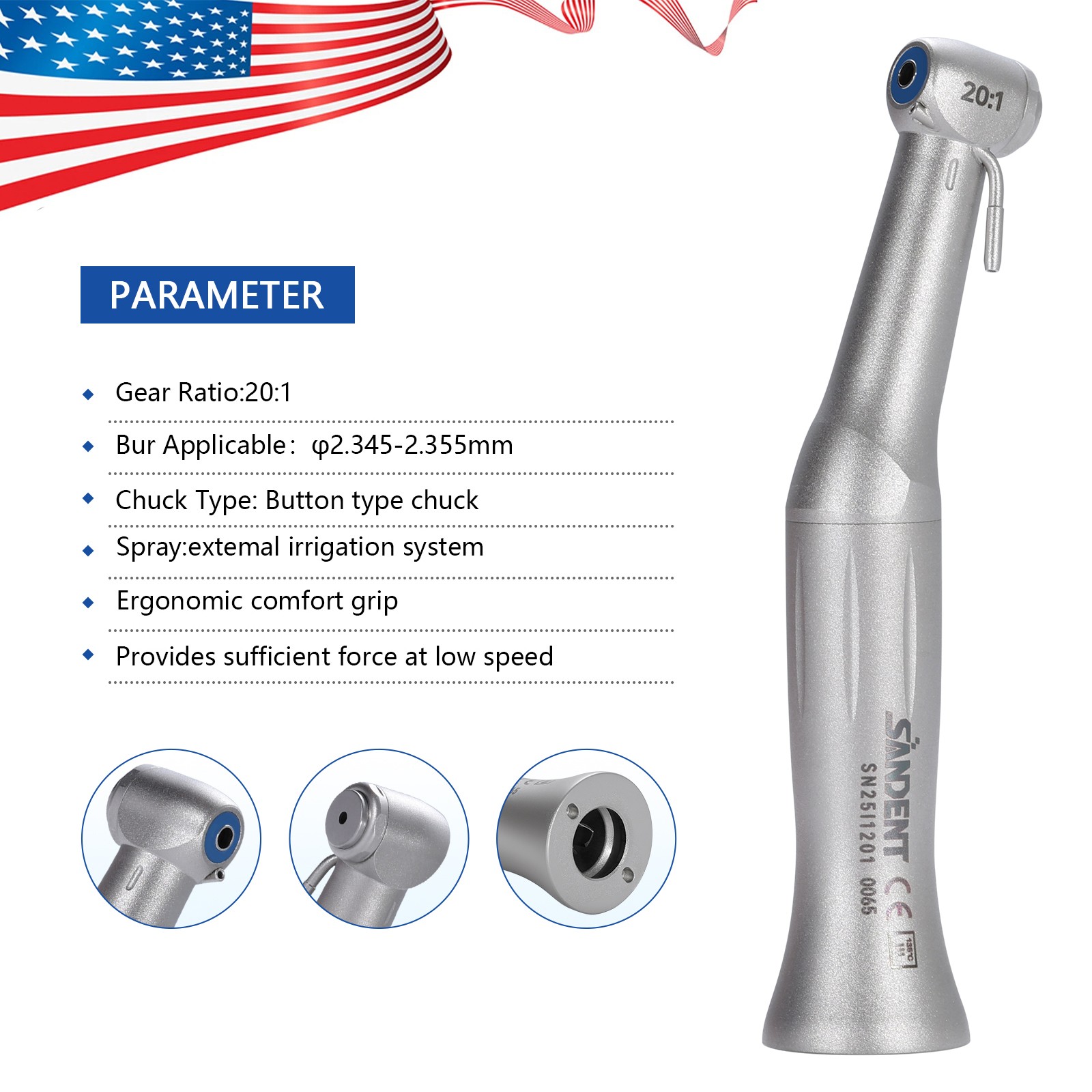 NSK Style SG20 Handpiece Surgical Implant Reduction Non LED 20:1 Dental