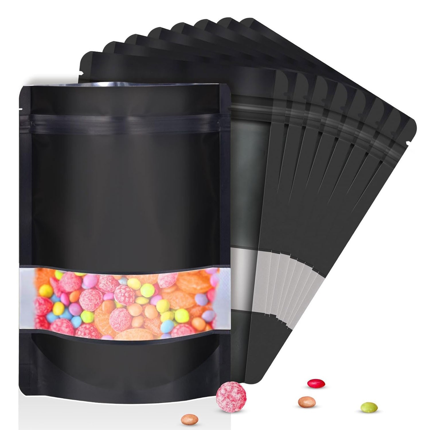 Mylar Foil Food Storage Stand Up Zip Seal Pouch Smell Proof Bags with Window USA