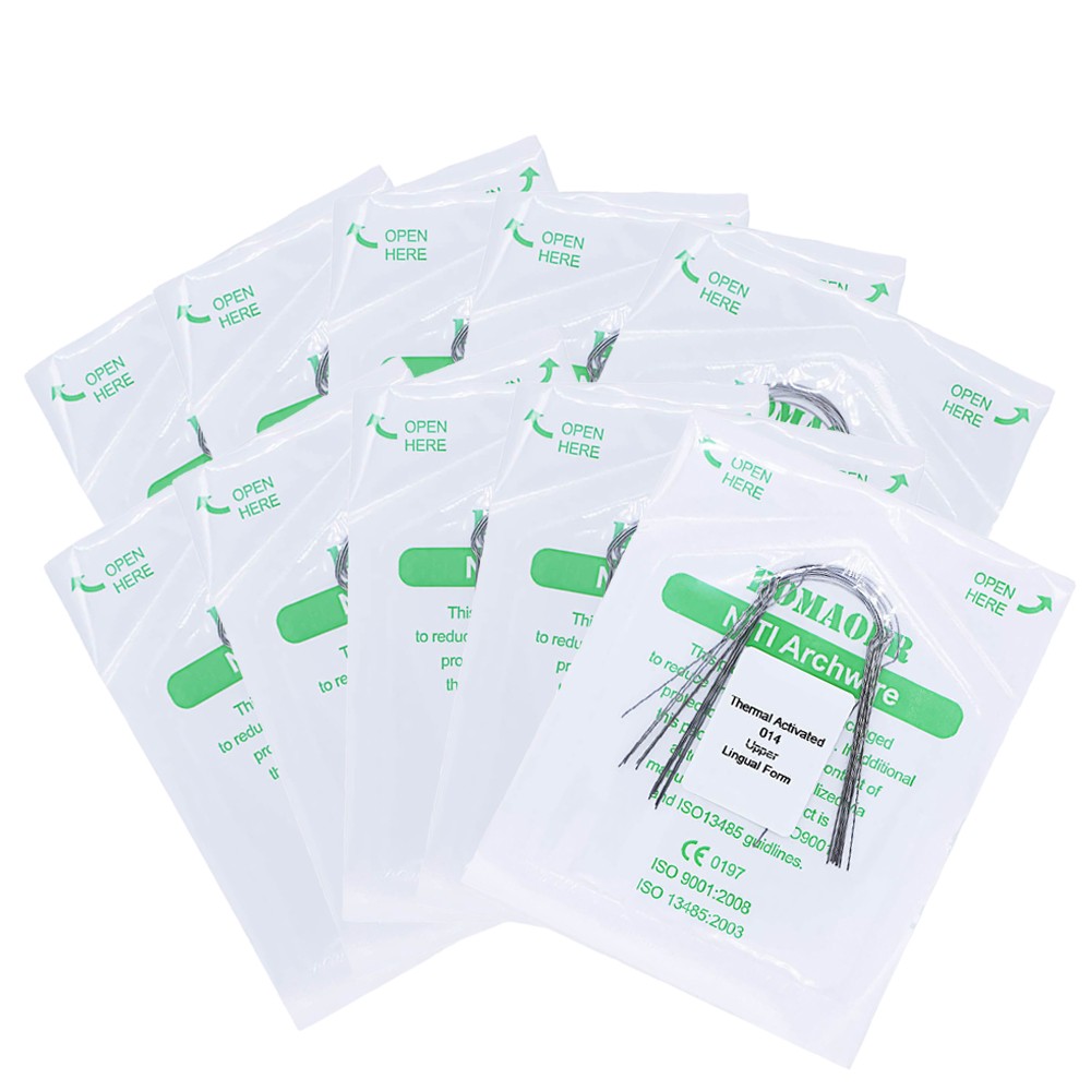 50×Dental Orthodontic Lingual Heat Thermal Activated Round Arch Wires 014 Upper