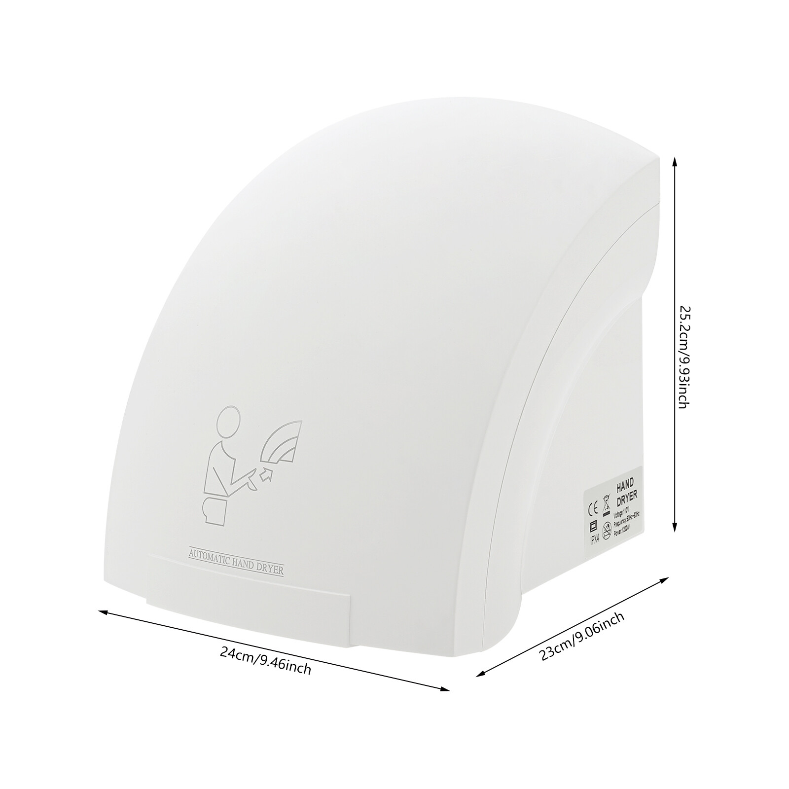 1200W Auto Electric Hand Dryer Commercial Compact Air Hand Dryer High Speed