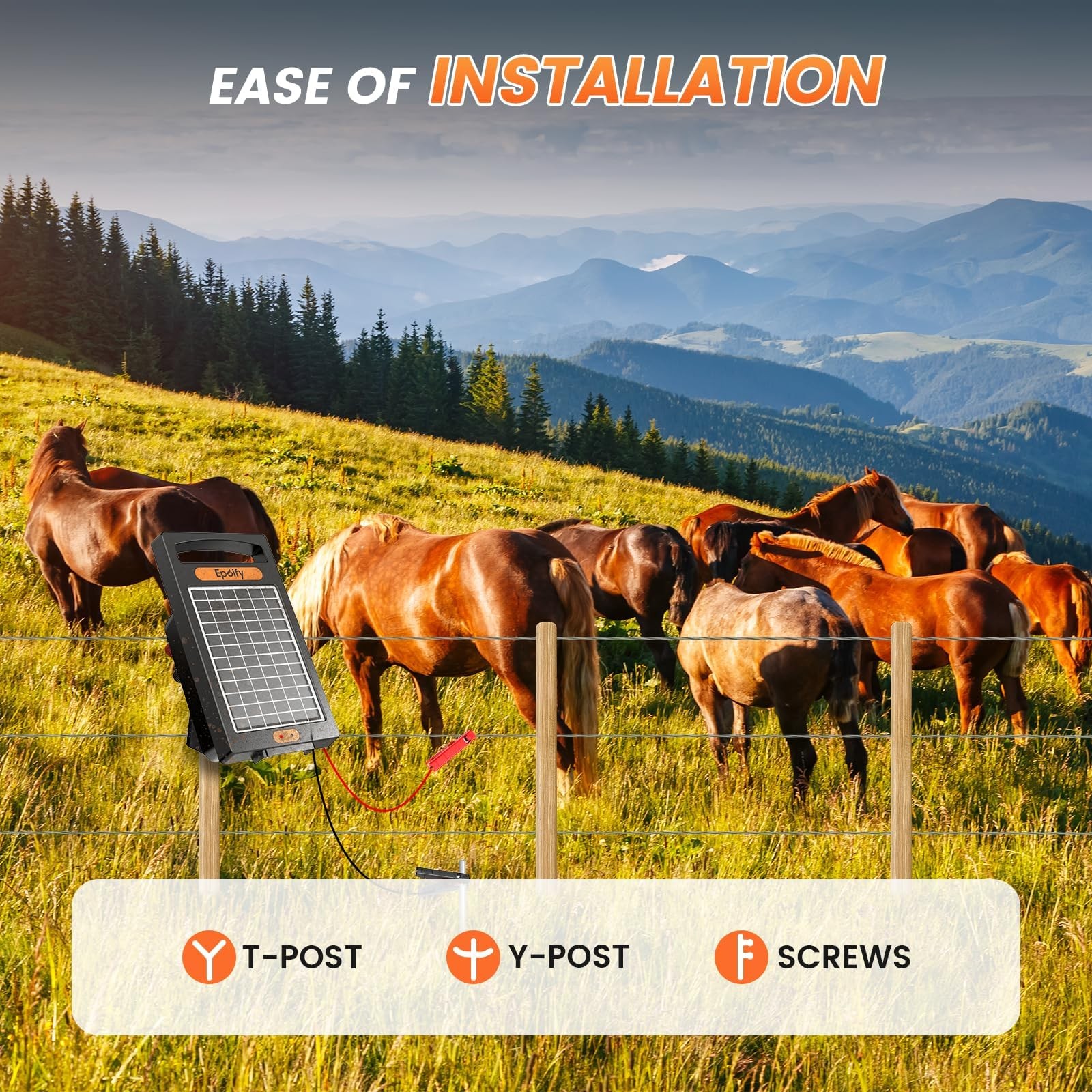 24 Hour Solar Electric Fence Charger, 10 Miles, Up to 10200v Output Black