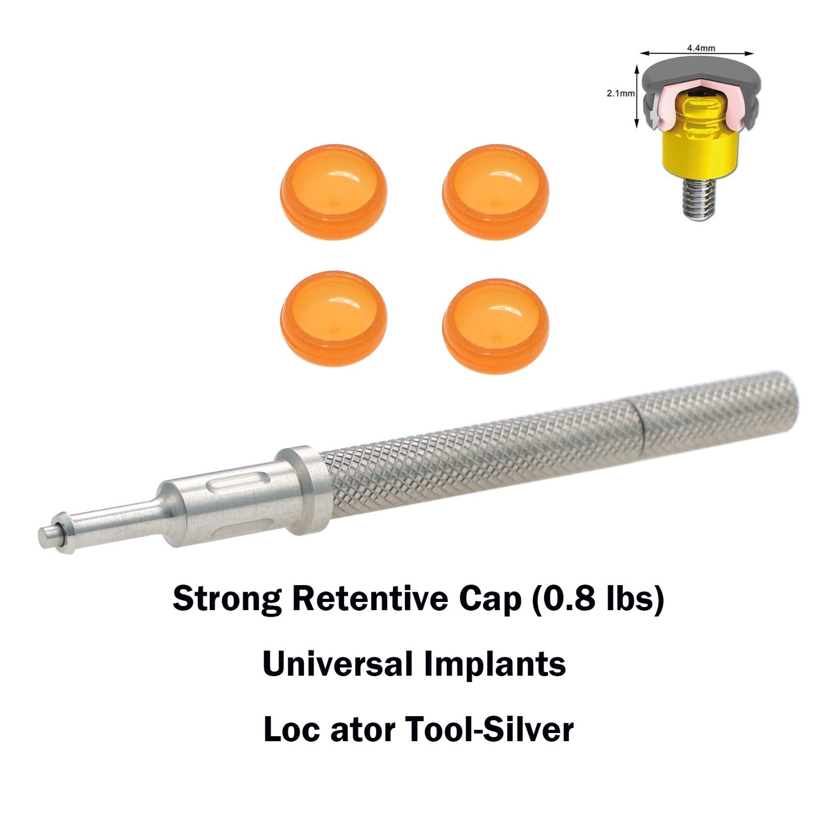Dental Locator Overdenture Retention Implant Male Caps 0.8lbs Removal Core Tool