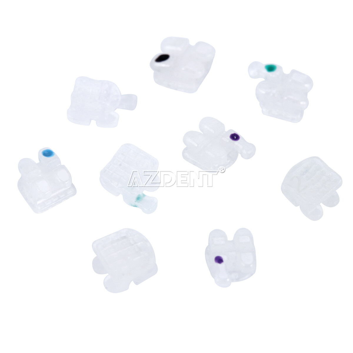 10X Dental Orthodontic Ceramic Brackets Braces Mesh Base Roth.022 Hooks 345 USA