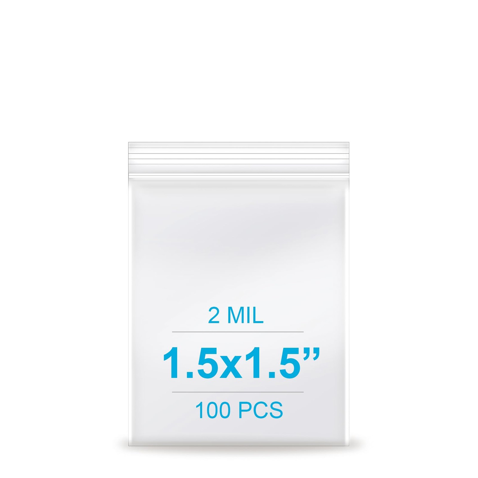 1.5x 1.5, Pack of 100 2 mil Thick Clear Plastic Reclosable Zip Poly Bags