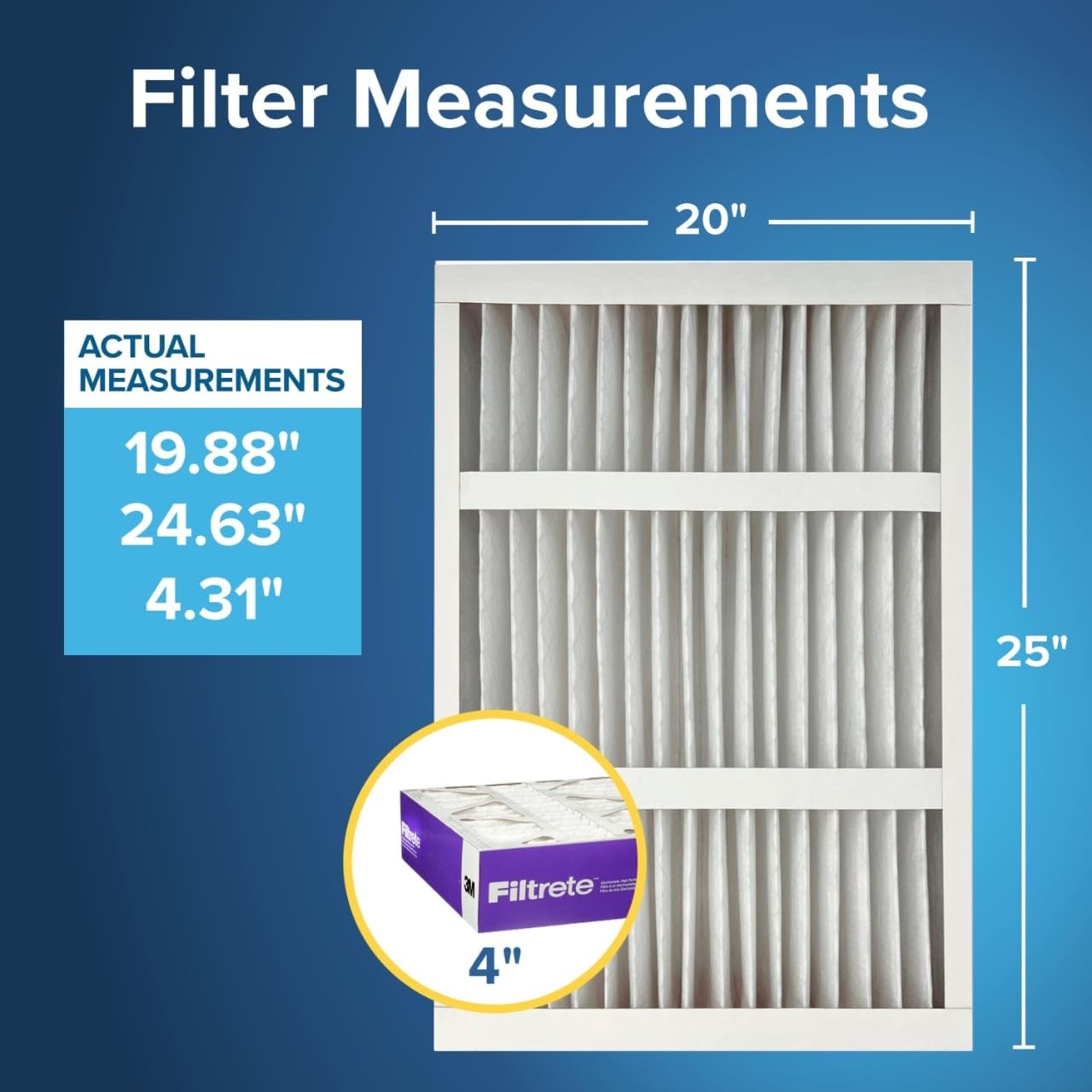 Filtrete 20x25x4 Air Filter MERV 12, MPR 1550 Certified Asthma 20x25x4, White