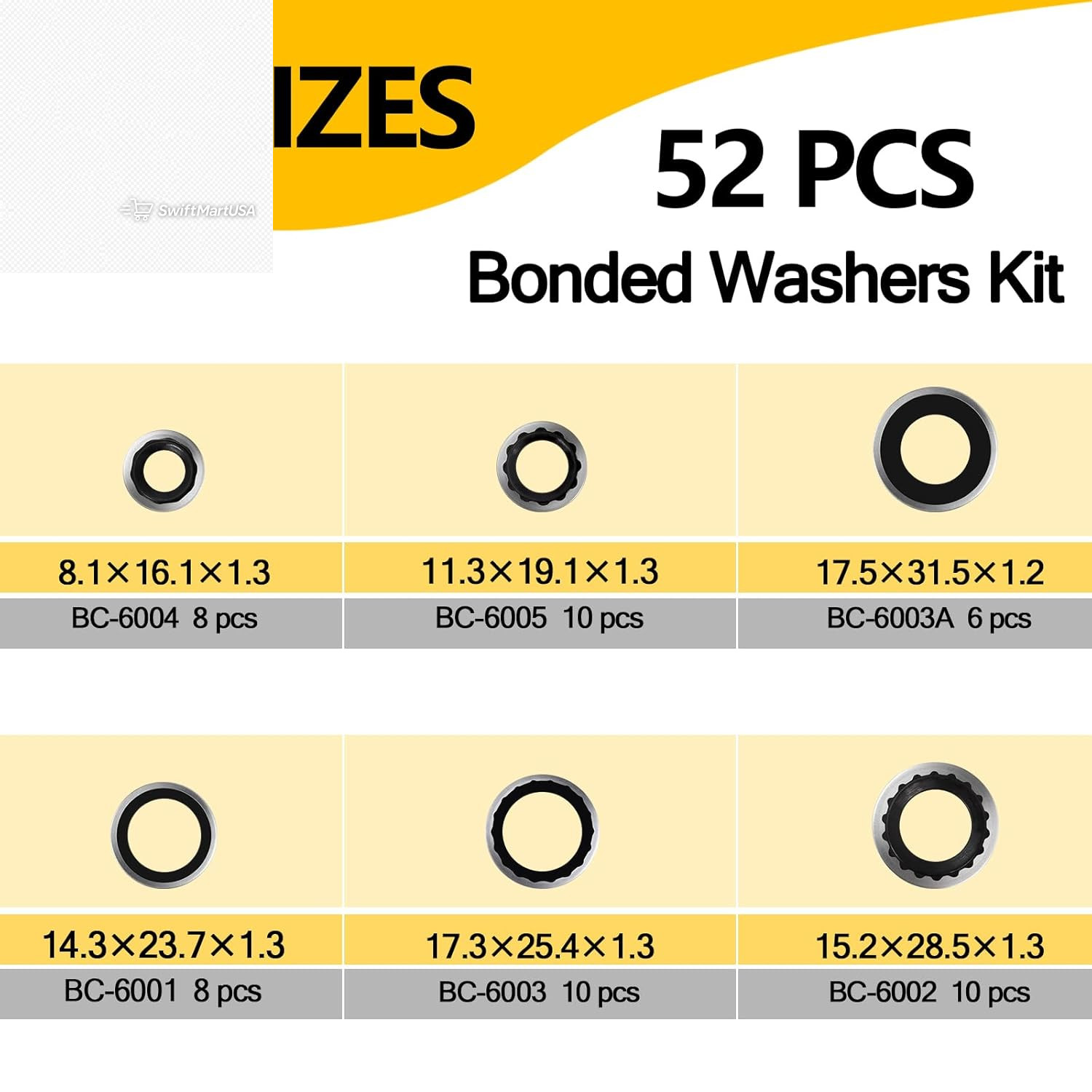 52 Pcs AC Gasket Kit R134a Compressor Seal Washers Car Auto Air Conditioner