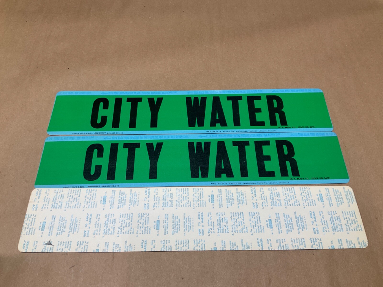 Lot Of 3 Brady Green City Water Marker 2.25″ x 14″ #21F121CI