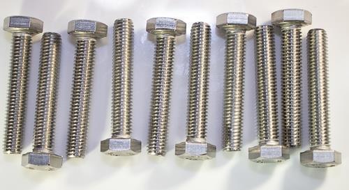 M8 x 1.25 x 60mm 18-8 Stainless Steel Hex Head Bolts (Qty 10)