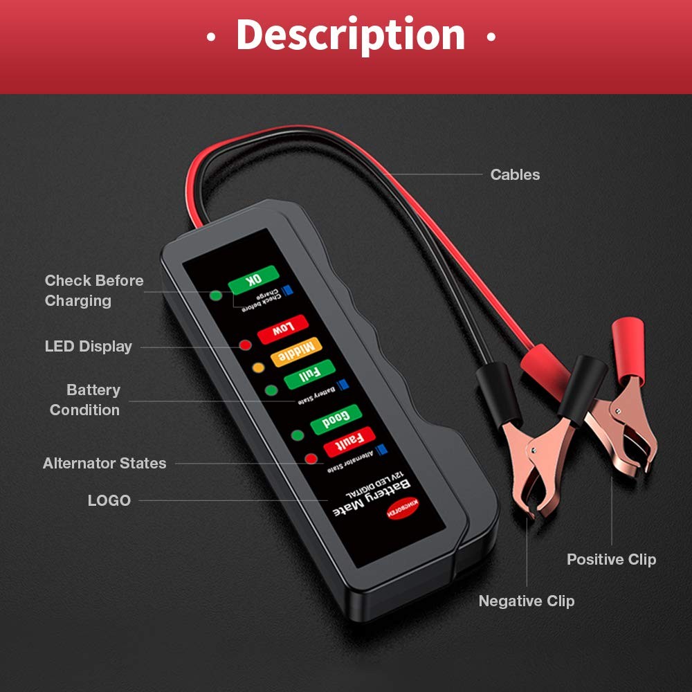 12V Car Battery Alternator Tester Automotive Battery Analyzer Car Load Tester