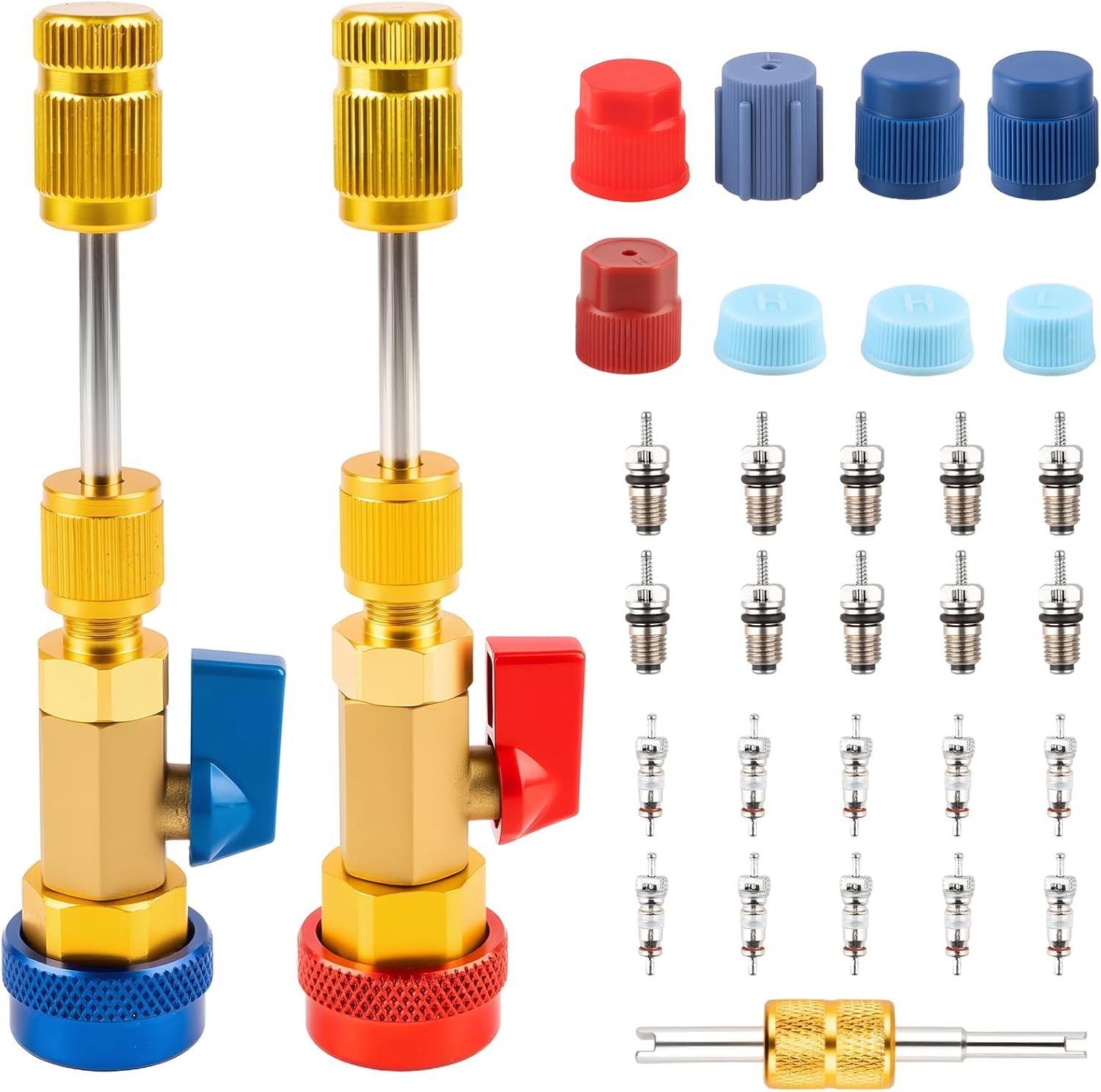 31PCS Professional AC Valve Core Removal Tool for R134A Refrigerant Systems, Qui
