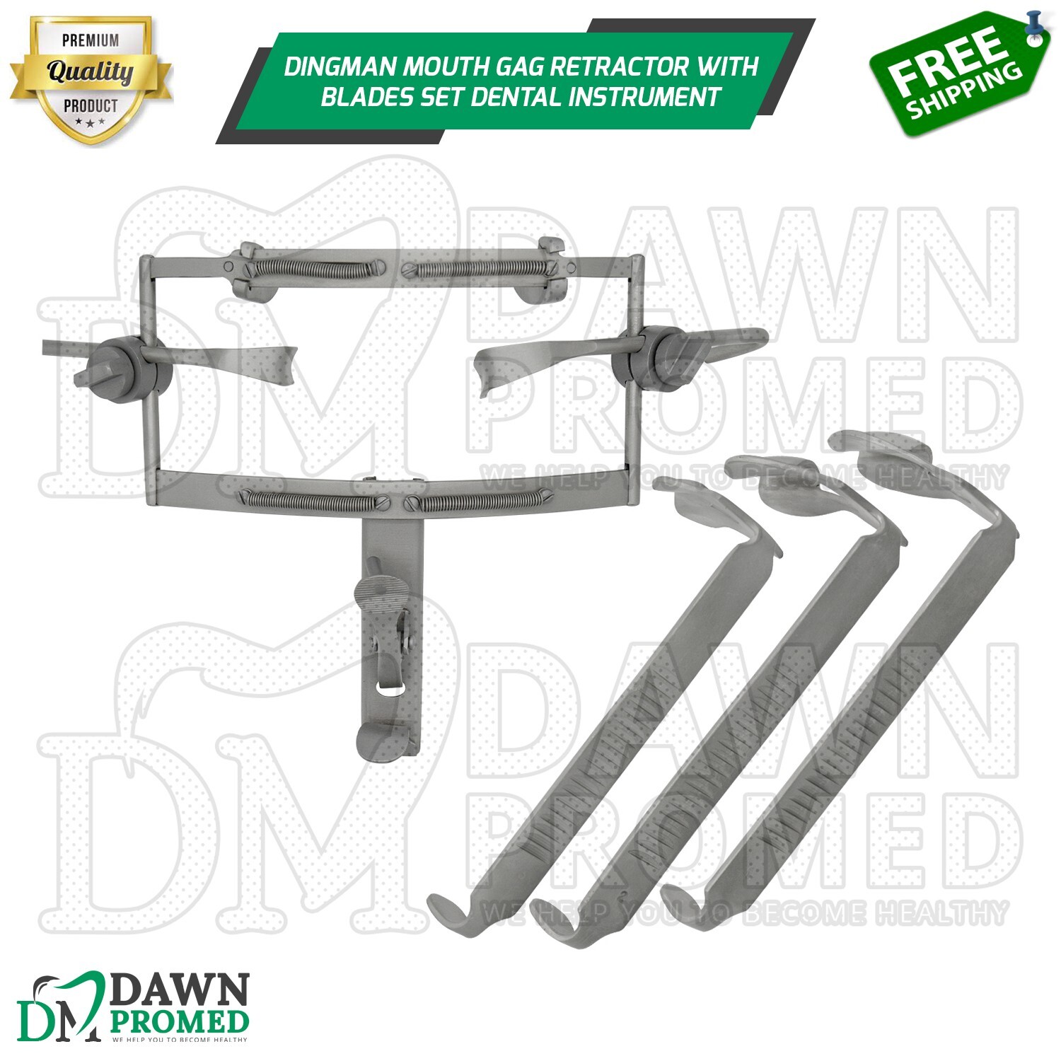 Dingman Mouth Gag Retractor With Blades Set Dental Instruments German Grade