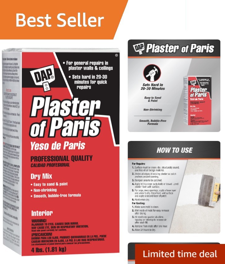 4 lb Professional Quality Plaster of Paris for Fast Wall Repairs and Crafts