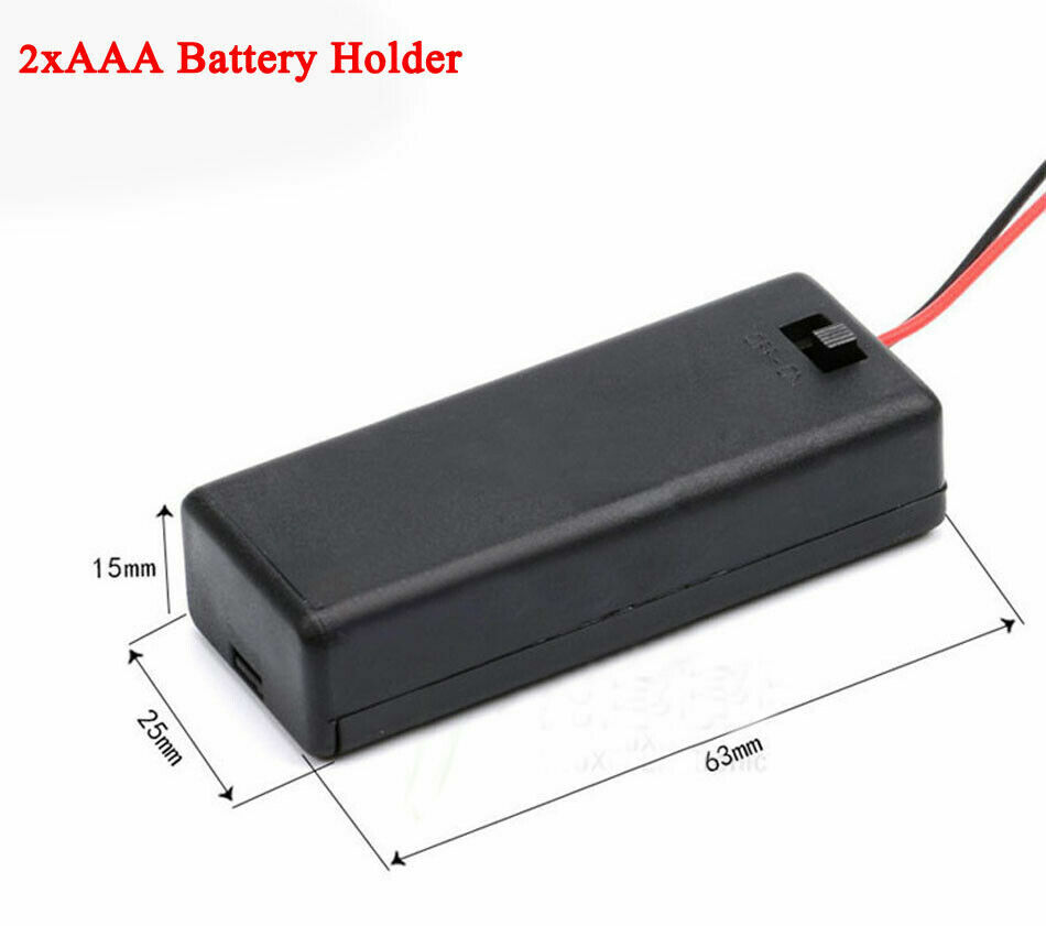 2 3 4 x AAA Enclosed Battery Holder Case Box Storage With Switch/Cover/Wire