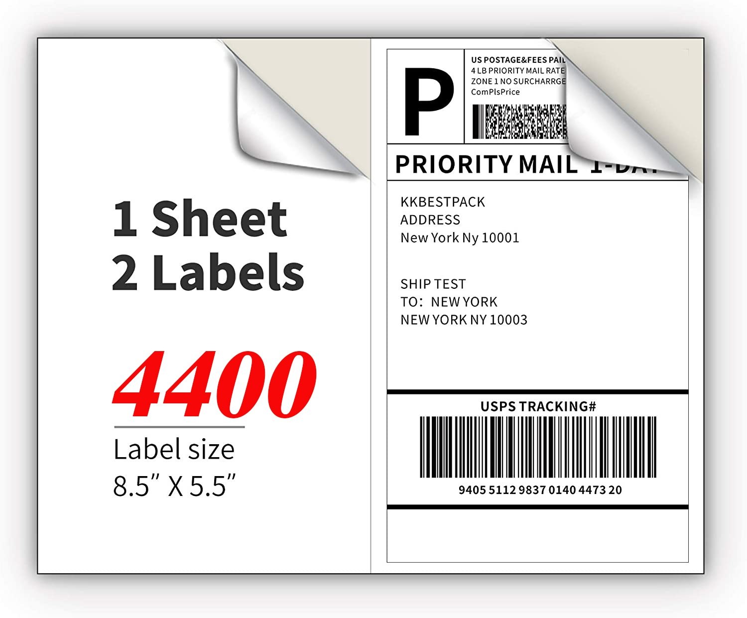 220-8800 8.5×5.5 PremiumSquare Corner Shipping Labels Half Sheet Self Adhesive