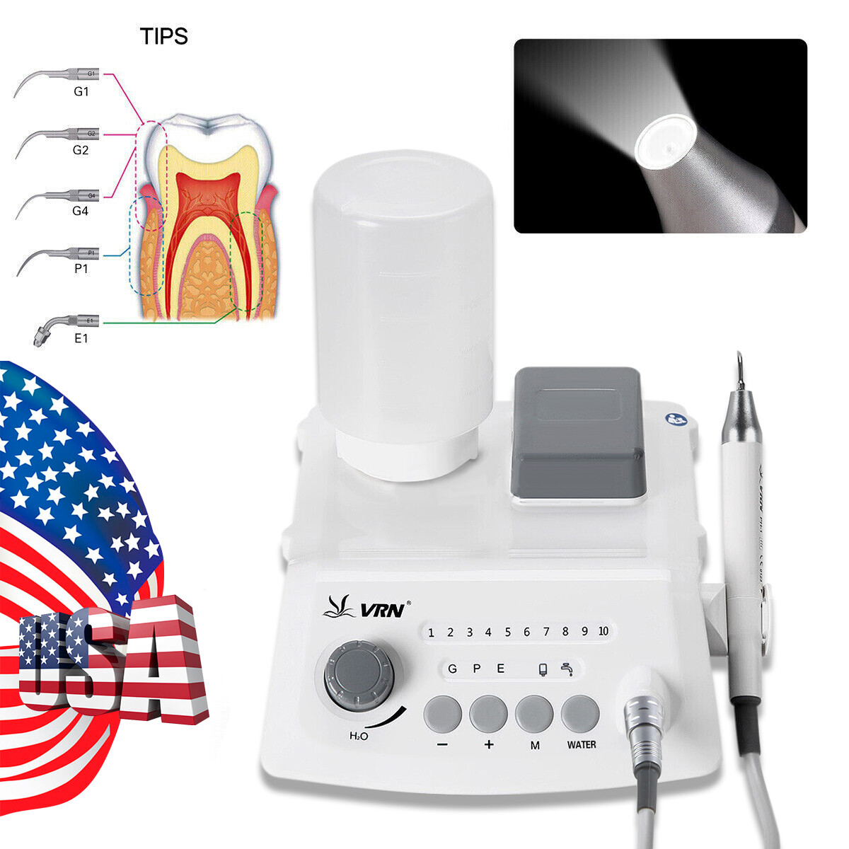 Auto Water Supply Dental Ultrasonic Piezo Scaler LED Handpiece Liquid Dosing ty