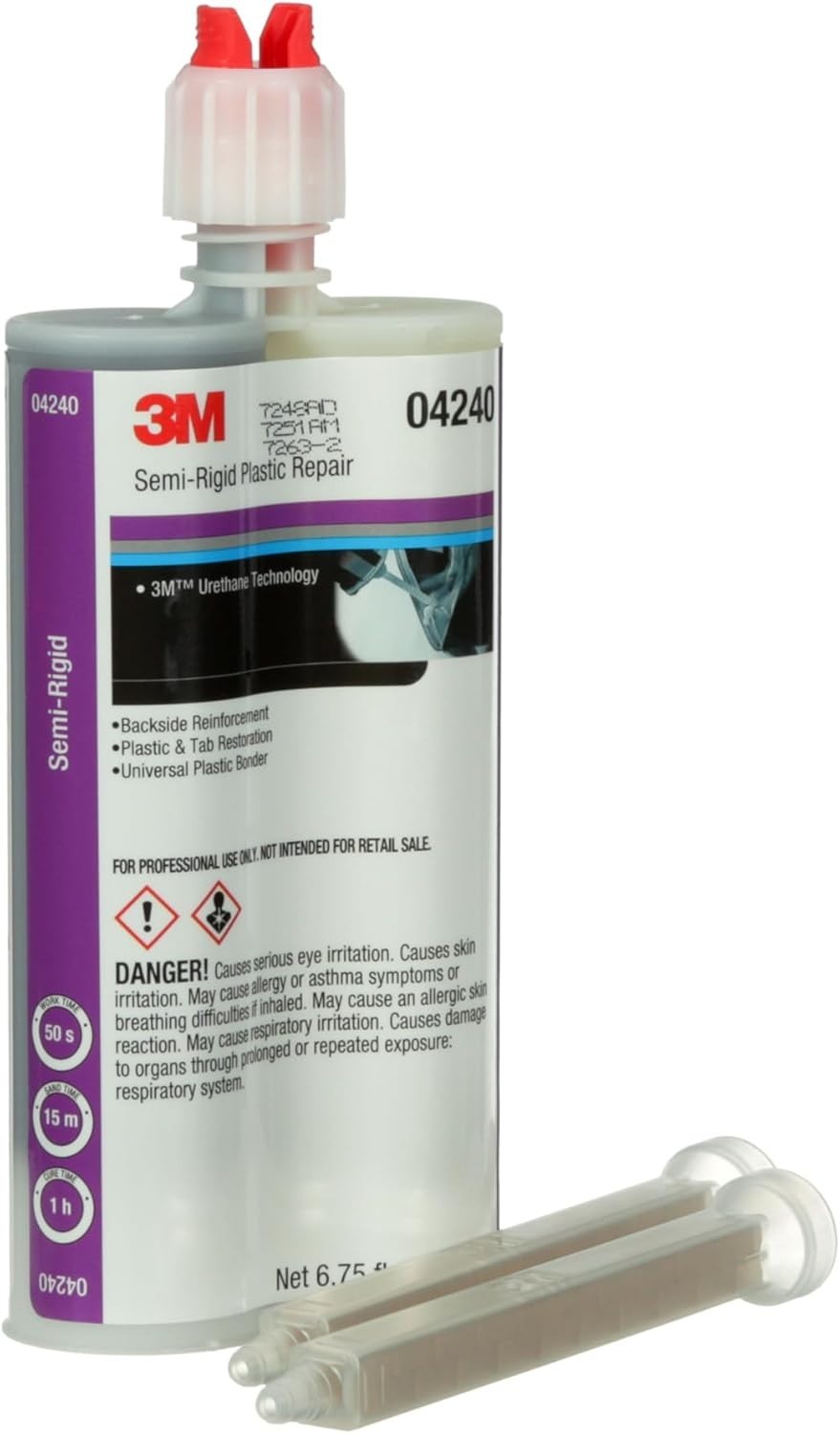 3M 04240 Semi-Rigid Plastic Repair, Strong Adhesion, Long Lasting, 200 mL