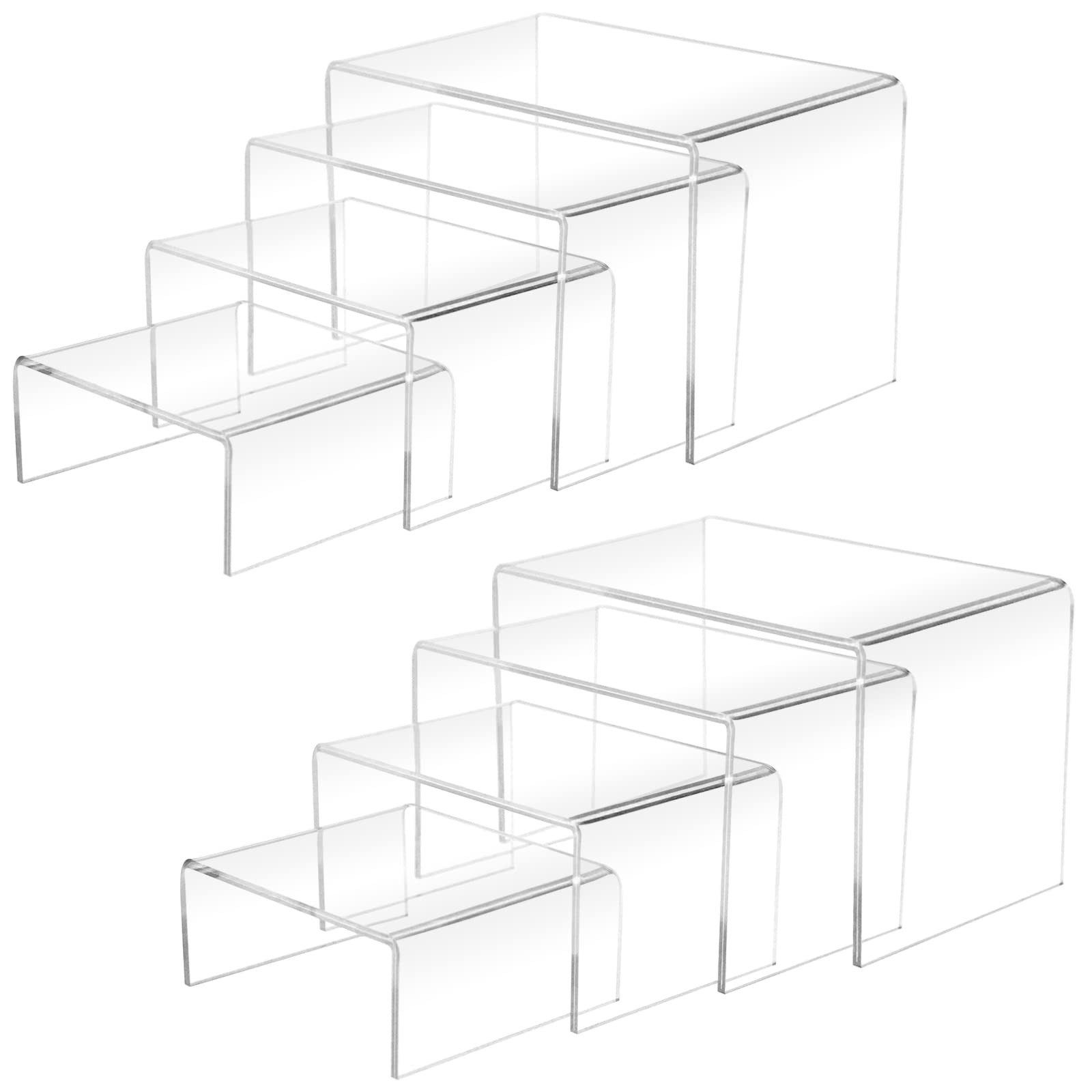 Cerpourt 8Pcs Acrylic Display Risers(6″,5″,4″ 3″) Clear Product clear