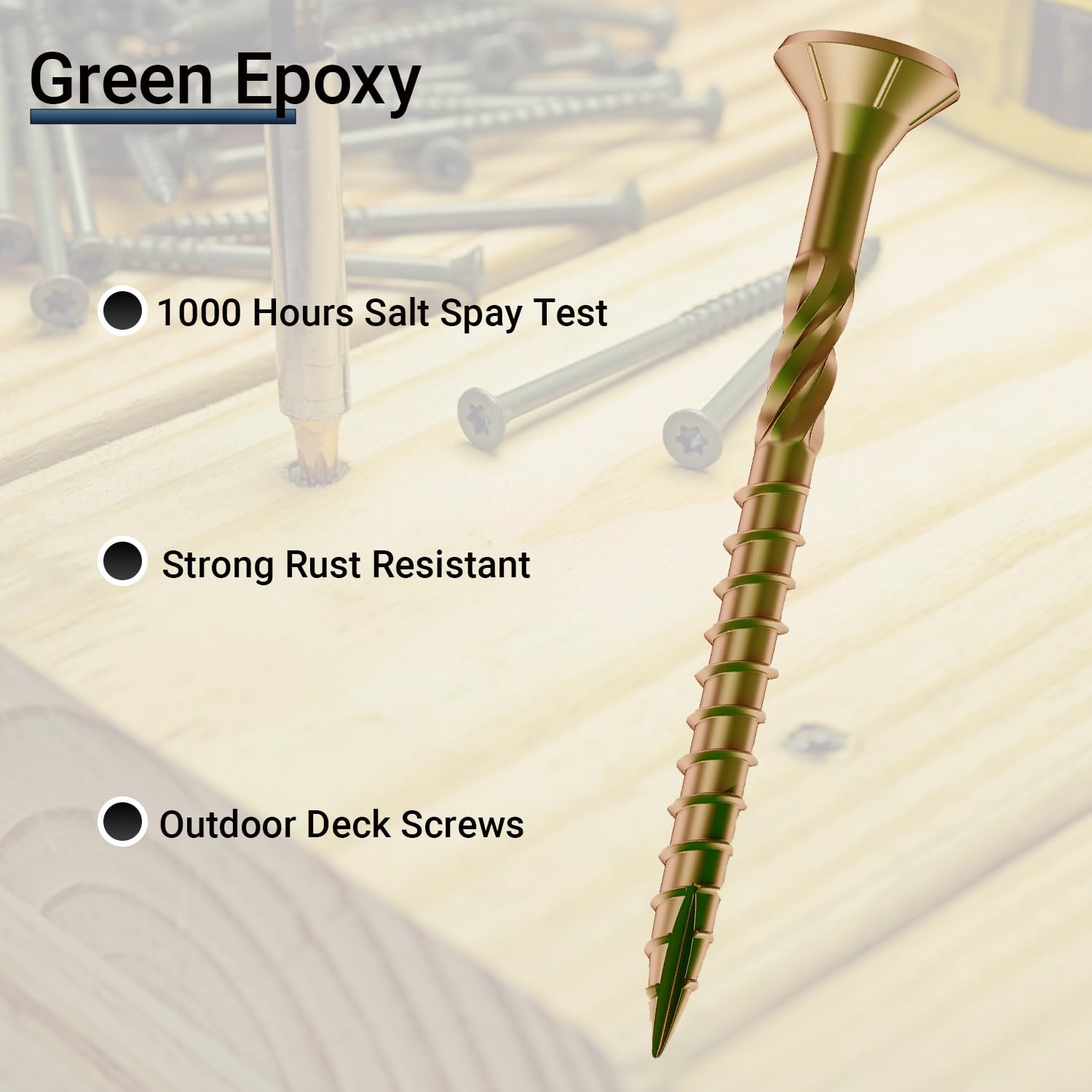 Deck Screws 3-1/2 Inch, #10 x 3-1/2, 5lb, 285Pcs Rust Resistant, Brown Epoxy