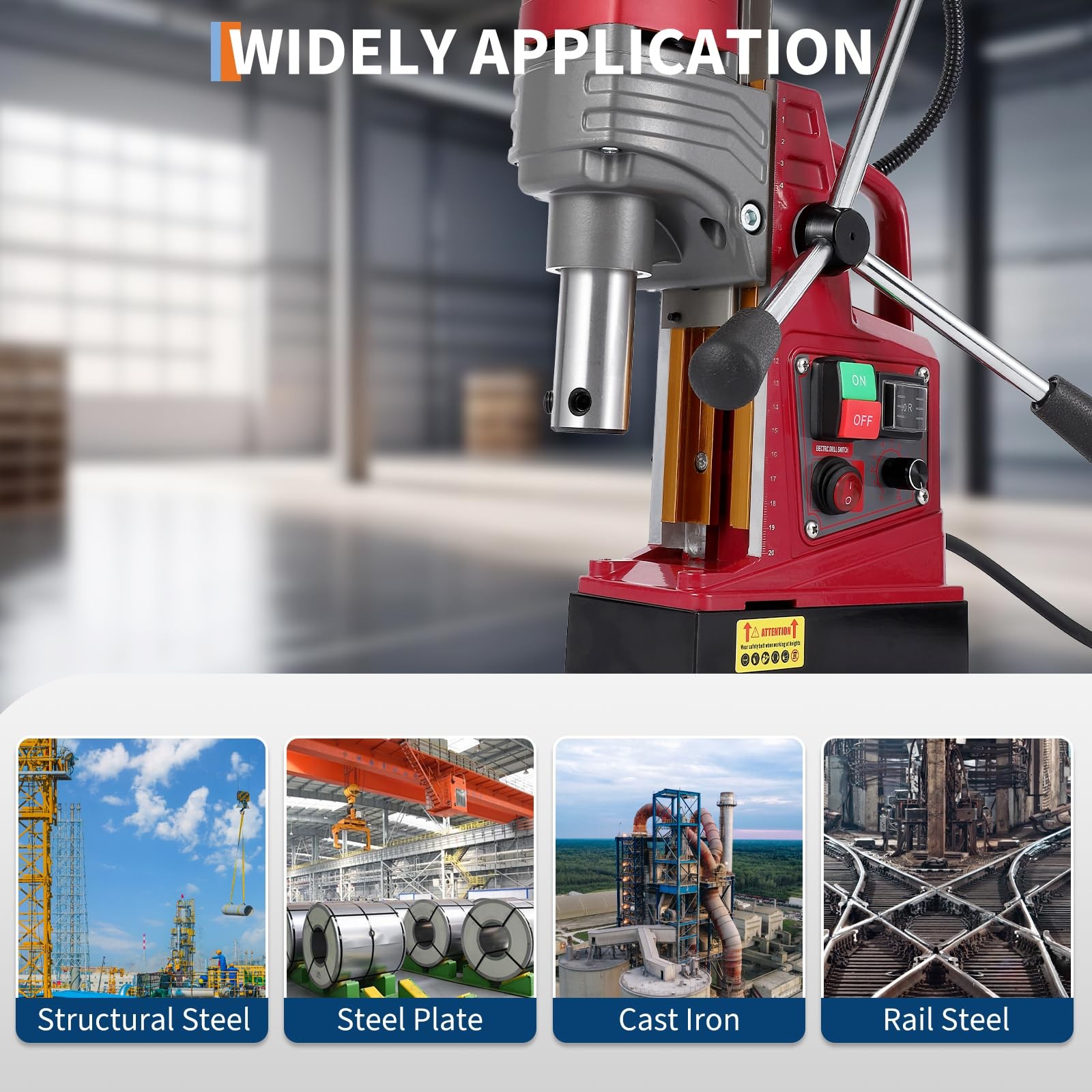 Drill Press, Portable Mag Drill with 14000N/3147 Lbf Magnetic Magnetic 1550W