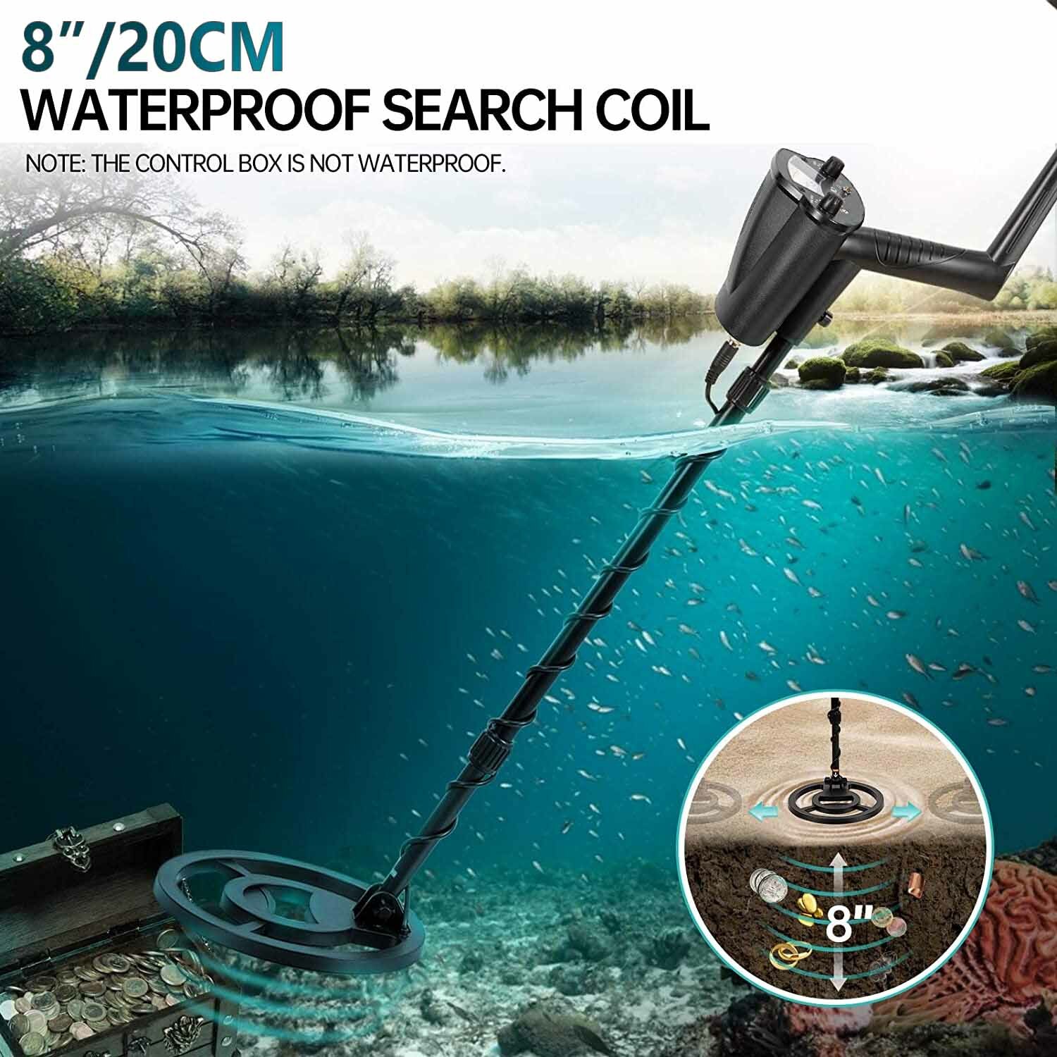 Deep Ground Metal Detector Gold Finder Waterproof Search Coil Underwater
