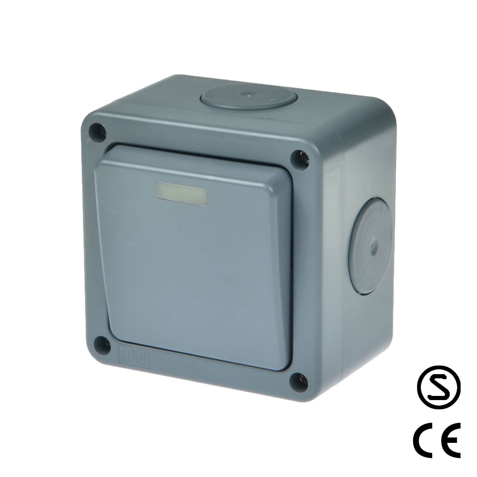 Weatherproof Outdoor 10A 2 Way Single Switch IP66 Outside Waterproof Switch New