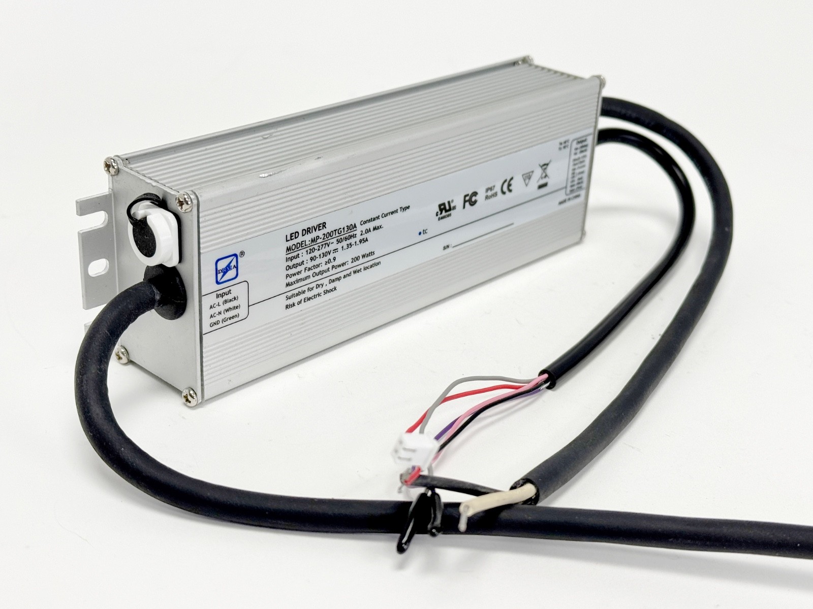 DRMA MP-200TG130A 200W Constant Current LED Driver AC120-277V DC90-130V 50/60Hz
