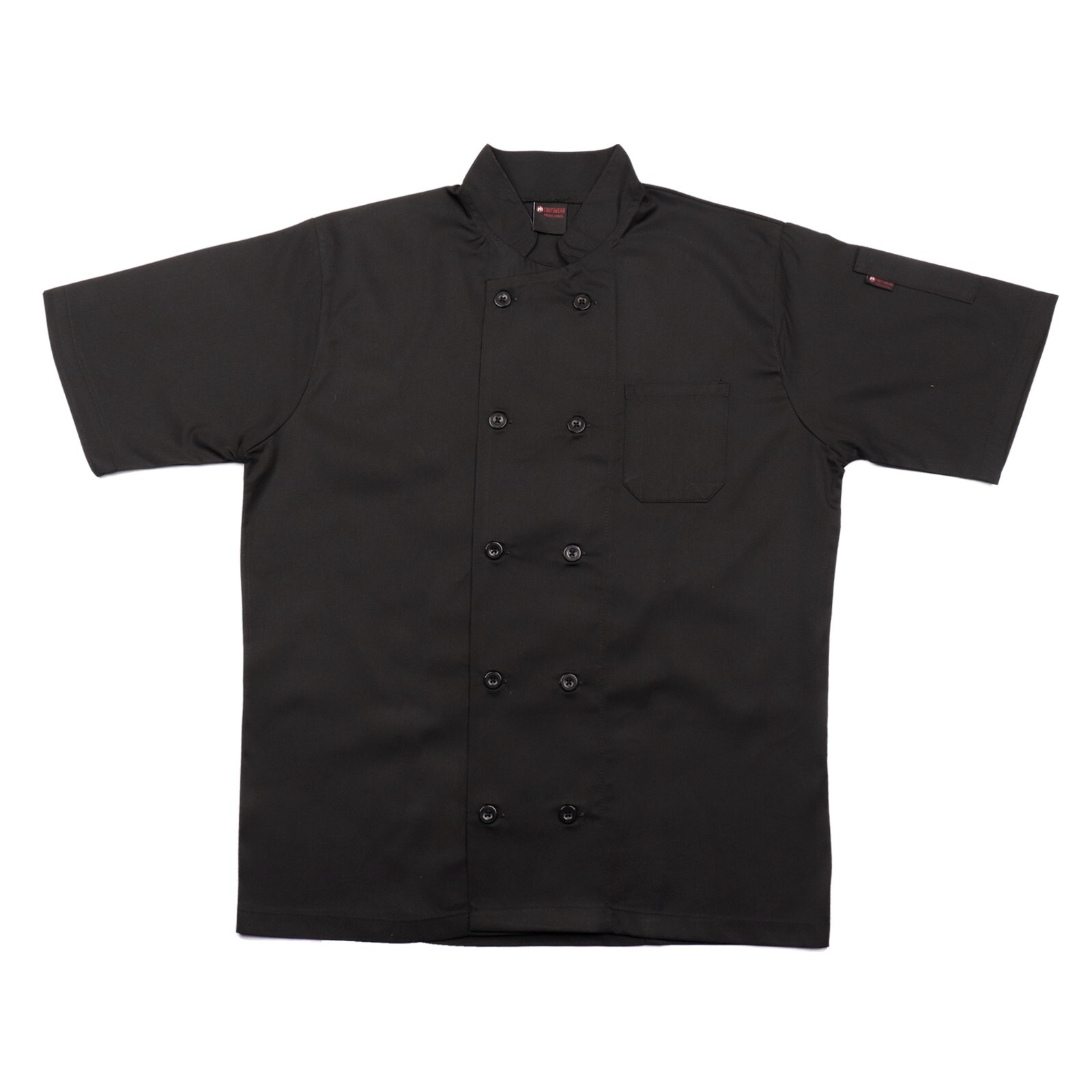 Chef Jacket PLASTIC BUTTON Short Sleeve Coat Black White Unisex Chefs Jackets