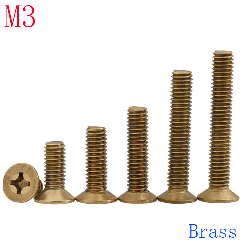 M3 x 0.5 3mm Solid Brass Phillips FLAT HEAD Machine Screw DIN 965 Bolts ISO 7046