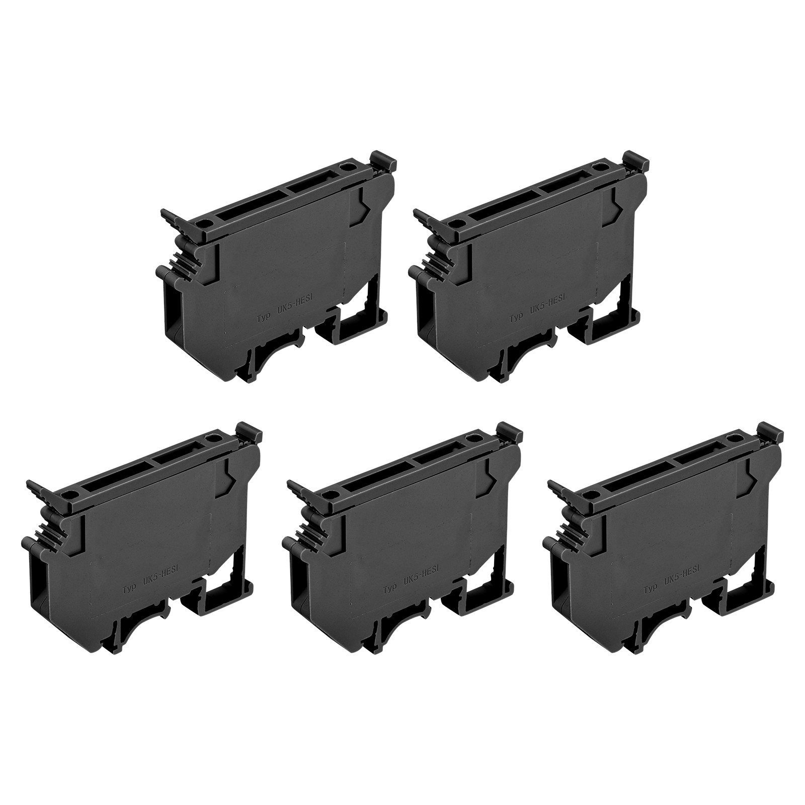 10 x DIN Rail Mount Fuse Holder Terminal Blocks Screw Type Black UK5