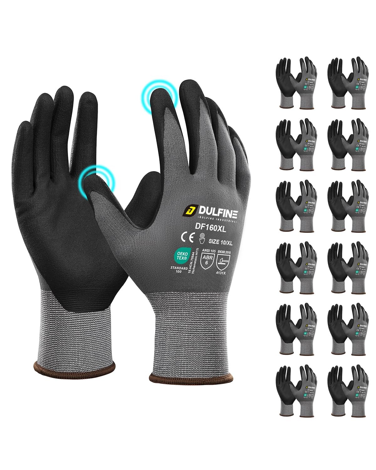 Safety Work Gloves MicroFoam Nitrile Coated-12 Pairs Pack,Seamless Knit Nylon…