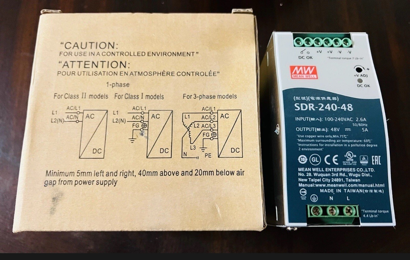 MEAN WELL SDR-240-48 240W 48V 5A AC to DC DIN-Rail Power Supply