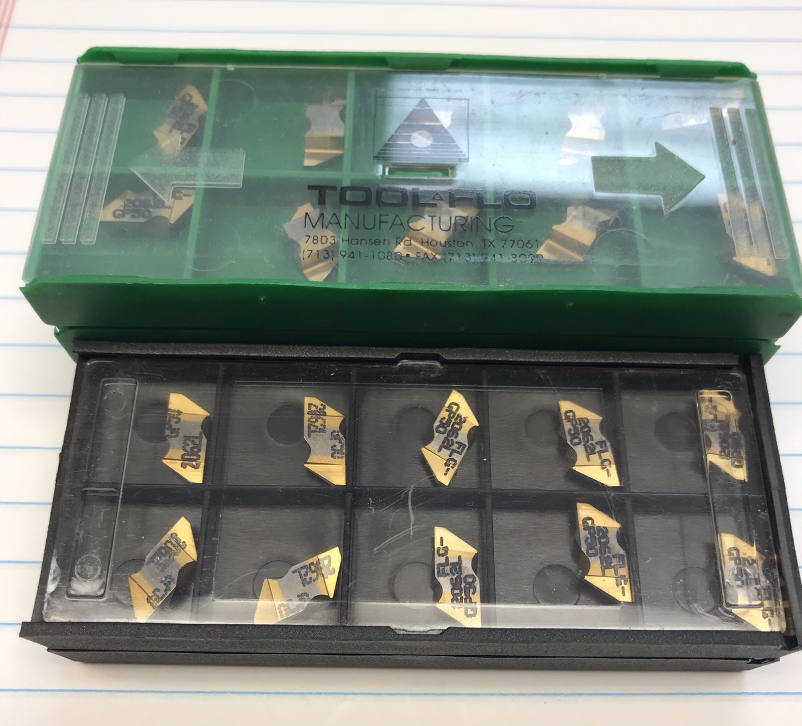 10 pcs. FLG2062L GP50 TOOL FLO INSERTS. (loc stk)