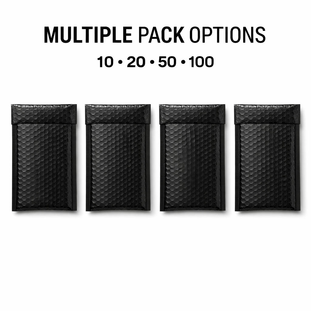 1000 Bulk Black Poly Bubble Mailers #000 4×8 Water Resistant Padded Envelopes
