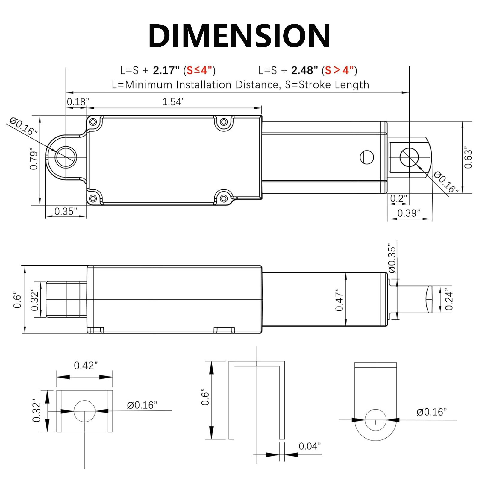 1.18″ 2″ 3″ 4 inch Mini Mirco 12V Electric Linear Actuator Stroke Fast upto 6″/s
