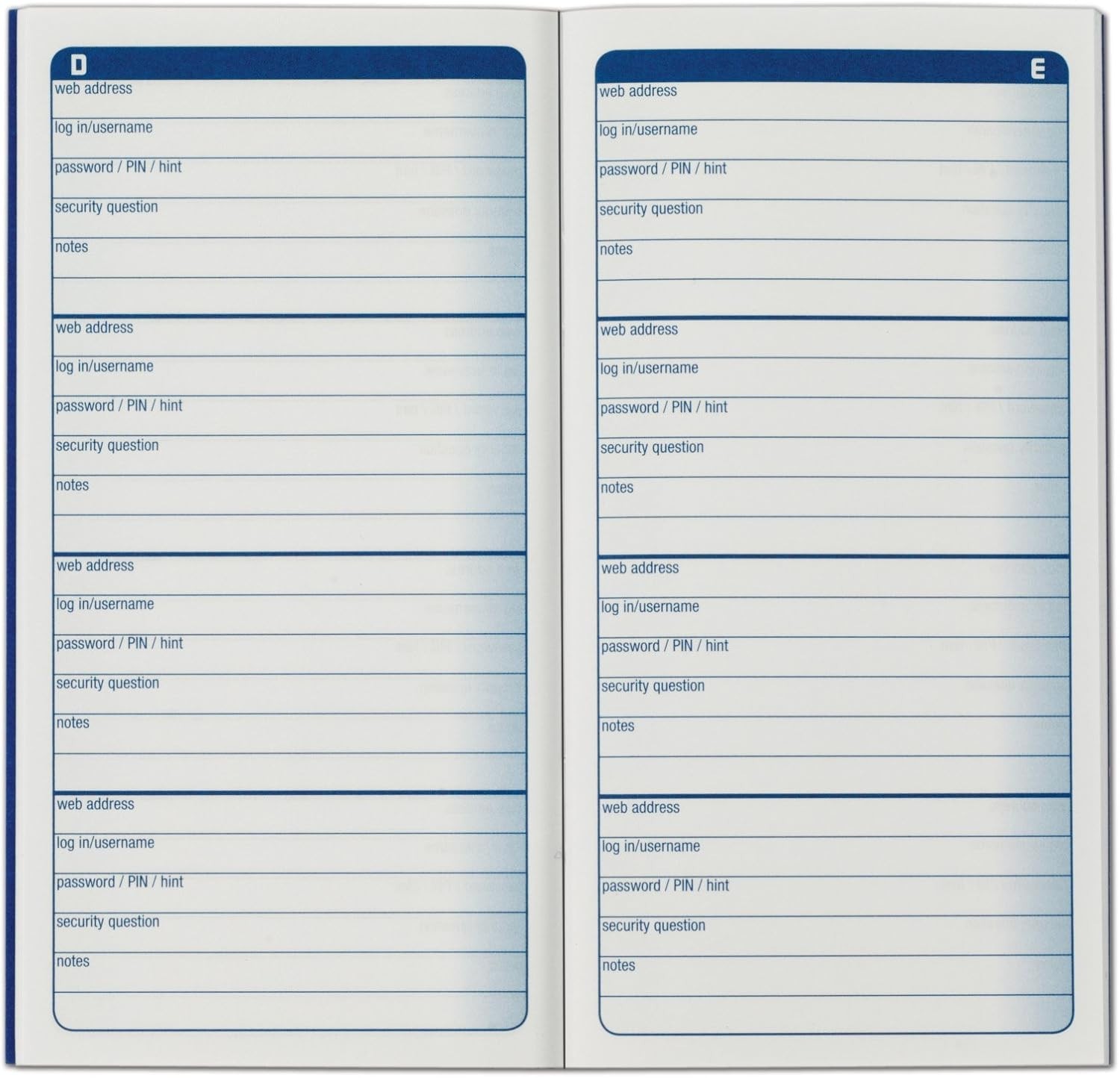 Portable Soft Cover Password Journal: 4 Entries/ Page, 6.25 x 3.25 Inches